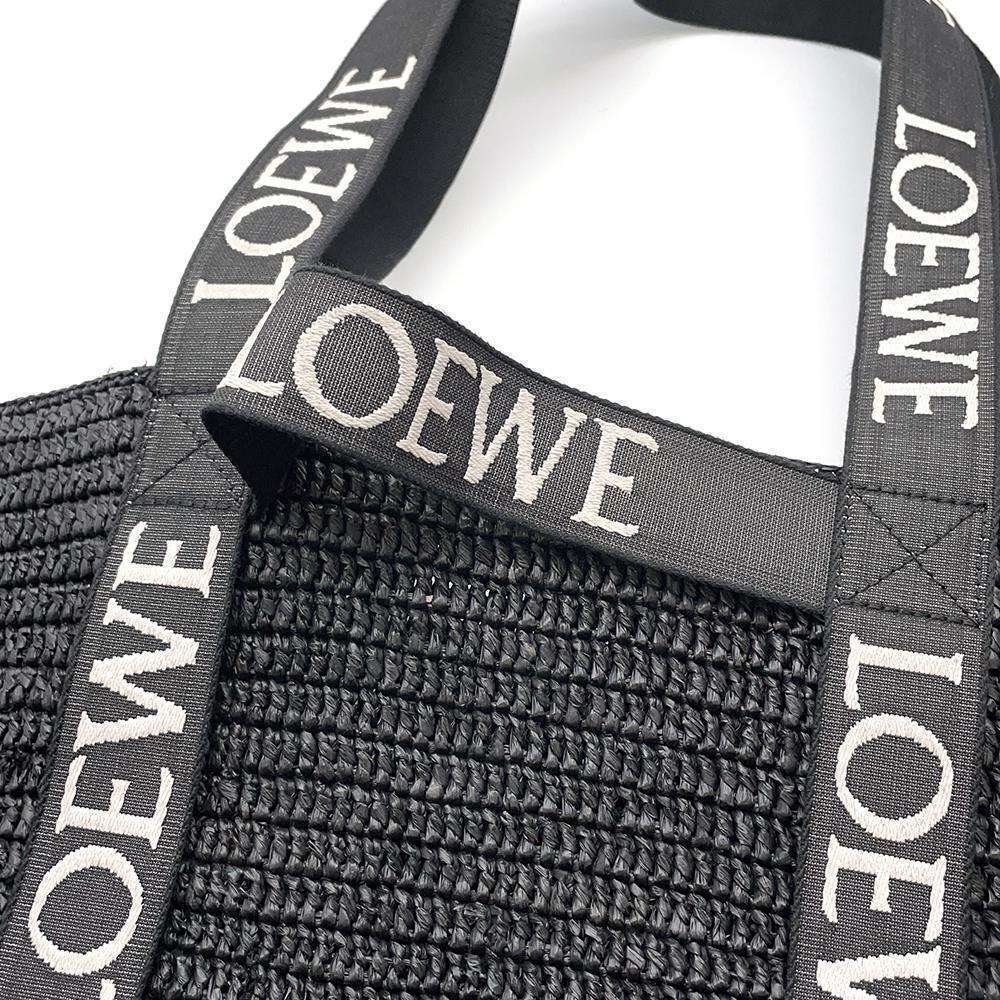Loewe Fold Shopper Tote Bag Raffia Black Basket - Picture 10 of 12
